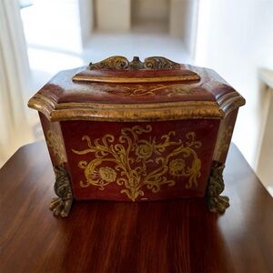 Elegant Red & Gold Decorative Box from Witch’s Estate Sale ⚠️Great story